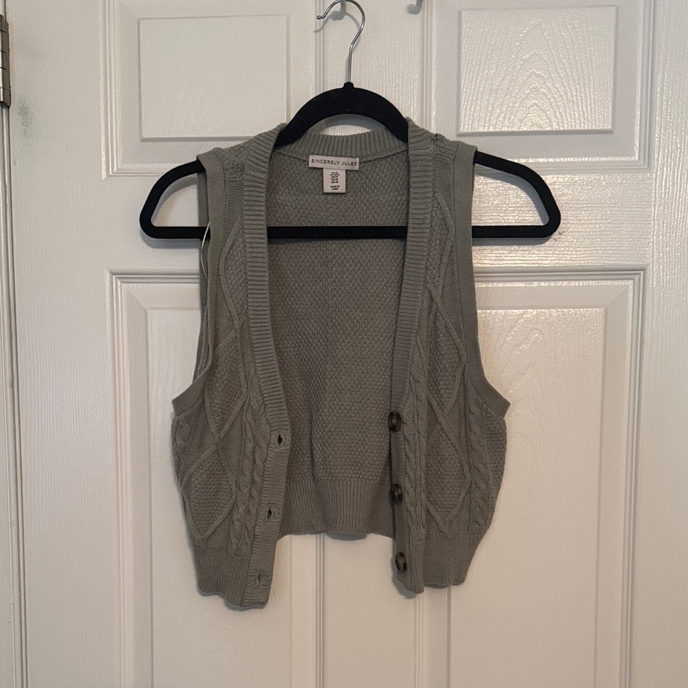 Forever 21 Sage Green Cable Knit Vest